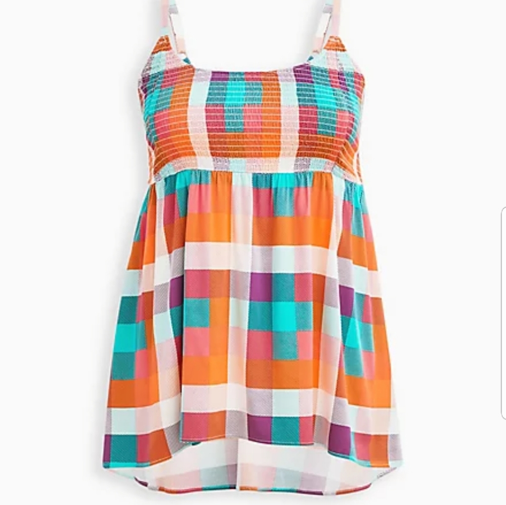 Torrid Bright Plaid Baby Doll Tank
